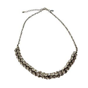 Aeo Rhinestone Necklace Silver-Tone Adjustable  Statement 17.5 inches